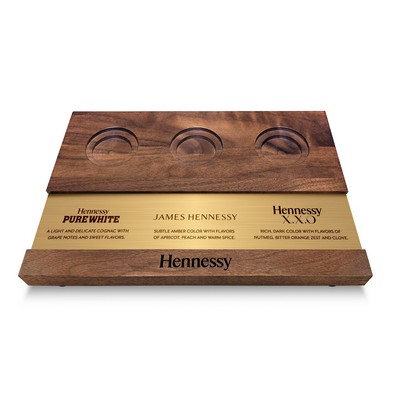 Solid Walnut Brown Beverage Flight Board w/Interchangeable Tasting Notes (1.5" & 2" Routs)