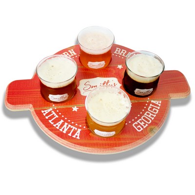 Custom Circular Wood Beverage Flight Tray